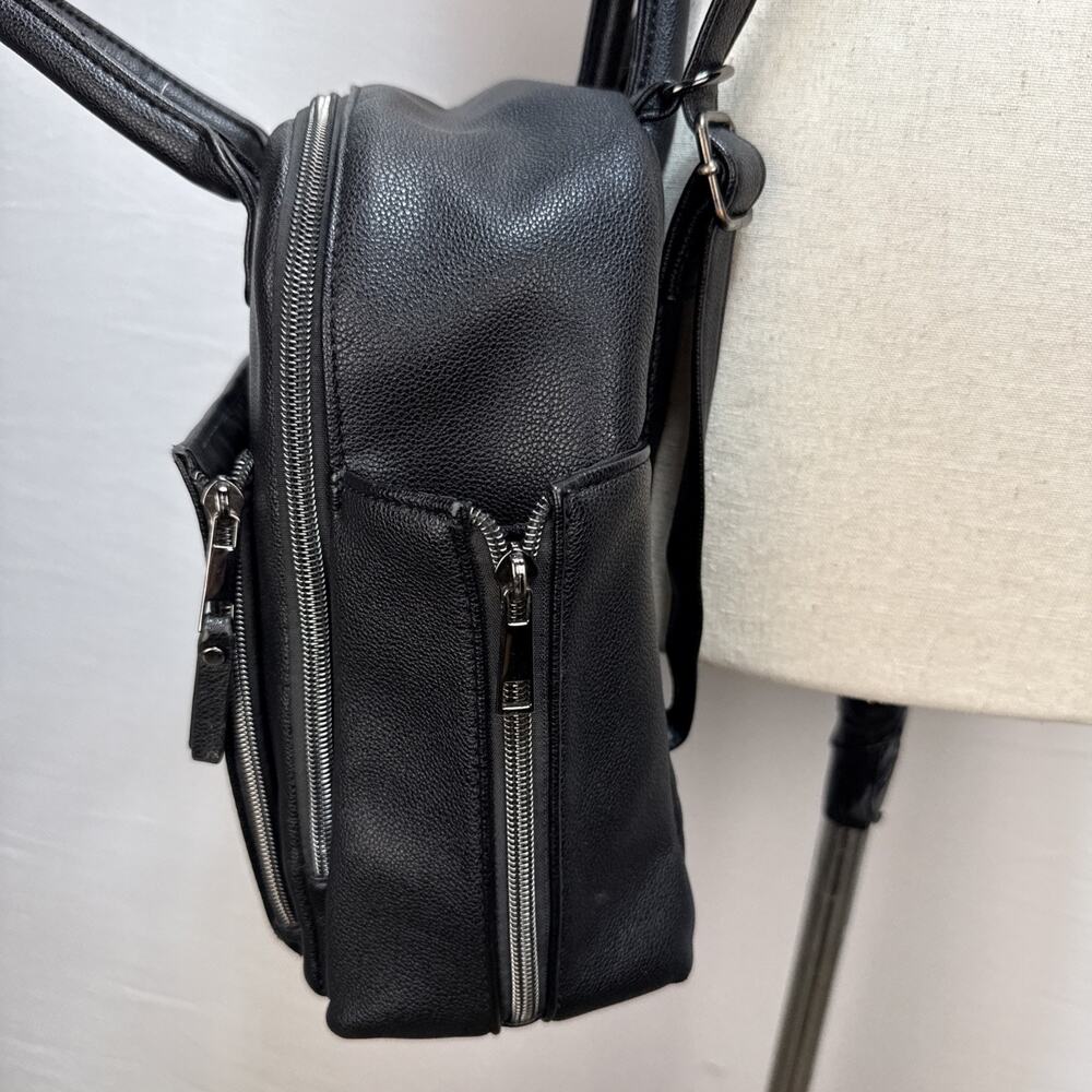 Ayla & Co Mini Bag Black Transitional Minimal Diaper Bag Backpack Vegan Leather - Picture 4 of 14